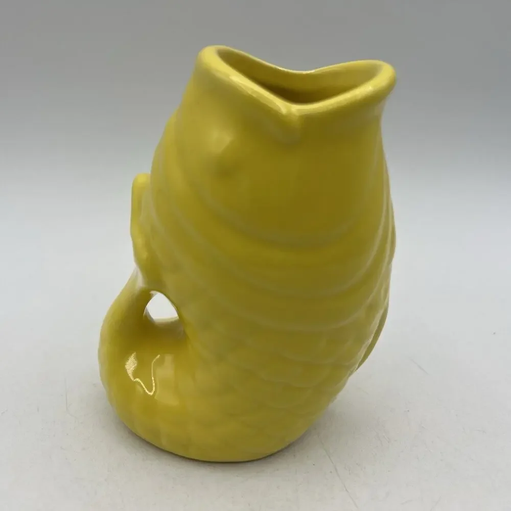 Small Bistro Brights Yellow Gurgling Gluggle Jug Koi Fish Pitcher Creamer 5